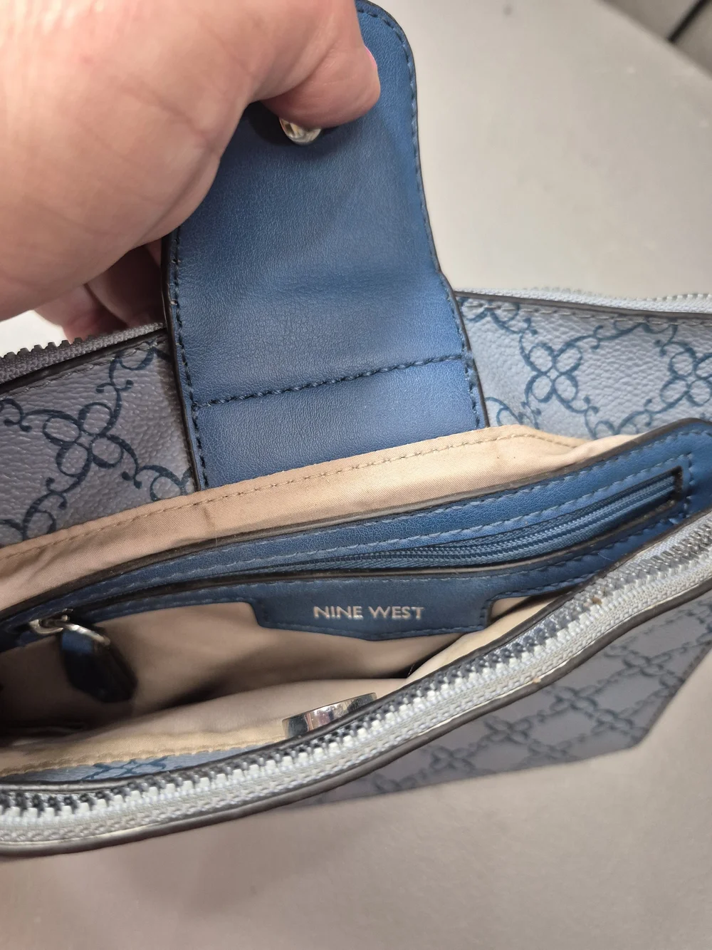 Nine West Colby Blue Patterned Crossbody Bag